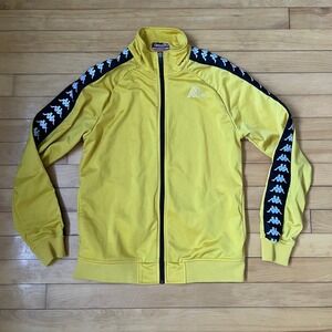 Kappa Mens Yellow Logo Tape Full Zip Track Jacket Medium Mock Neck Streetwear